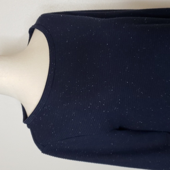 Loft Flecked Multi Media Top Ribbed Sweater Flouncy Sheer Bottom Spring Top - Picture 4 of 13